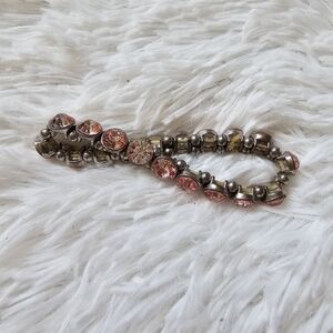Pink jewels silver costume‎ jewelry elastic bracelet